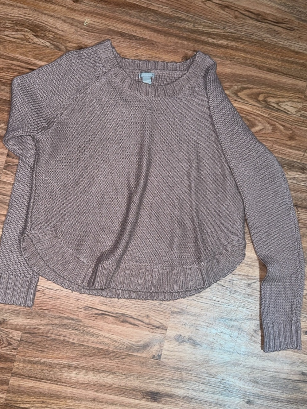 Charlotte Russe Taupe Loose Knit High-Low Sweater